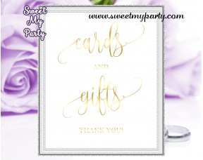 Wedding Cards and gifts sign,Wedding Gold Cards and Gifts sign,(025w)